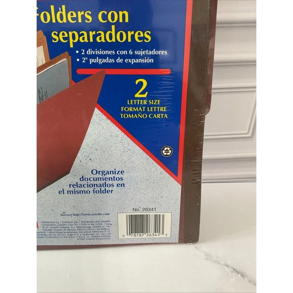 Oxford Partition Folders,2 Dividers,6 Fasteners,2” Expansion Brown.